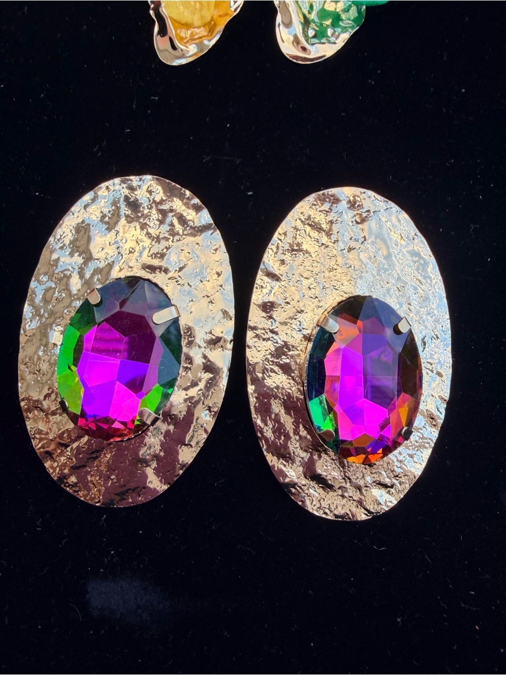 Multicolor Oval Crystal Drop Earrings - Women's Fashion Jewelry